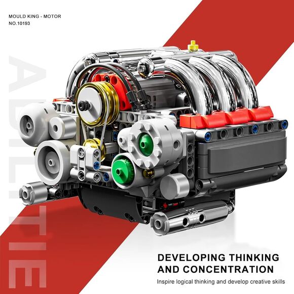 Mould King 10193 Mini V8 Engine Kits That Moves Building Blocks 609 Pcs 14+ STEM - Picture 3 of 16